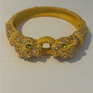 Limited edition,J.Crew Jaguar yellow jeweled Bracelet with green eyes